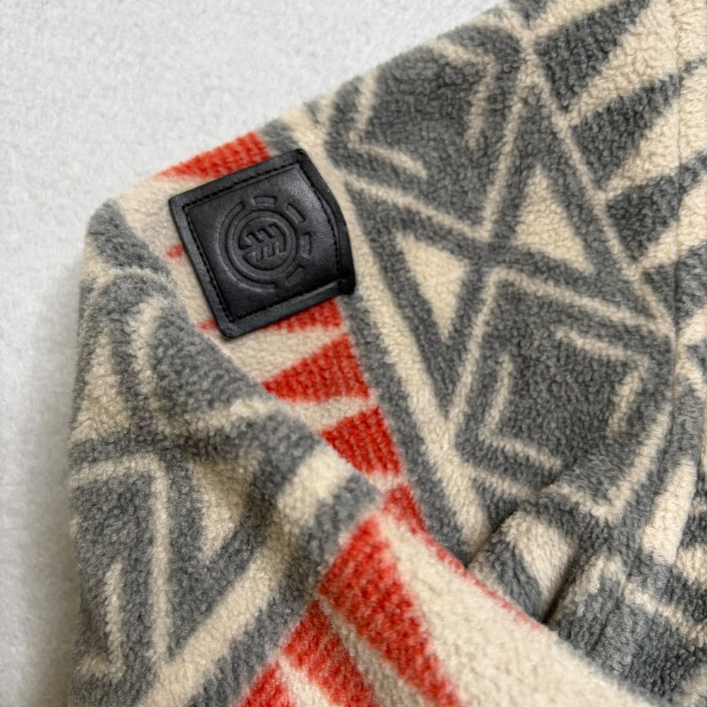 Element Fleece Pullover Women XS Grey Red Aztec Wolfeboro Snap Neck Geometric - Picture 11 of 12